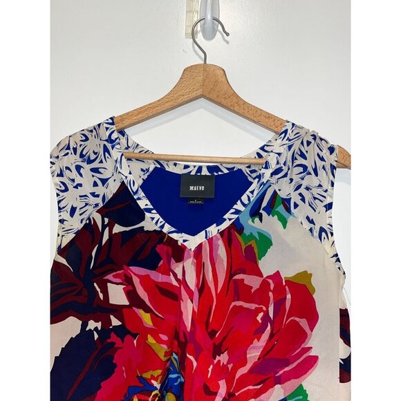 Maeve Anthropologie Multicolour Mixed Boquet Floral Sleeveless Silk Blouse Women - Picture 3 of 10